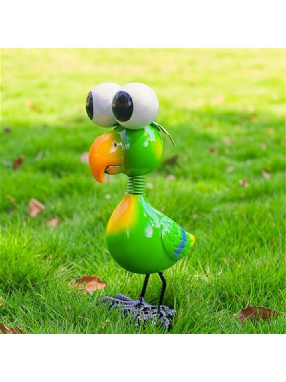 New Metal Parrot Garden Statues Outdoor Decor, Green Funny Bird Outdoor Sculptur